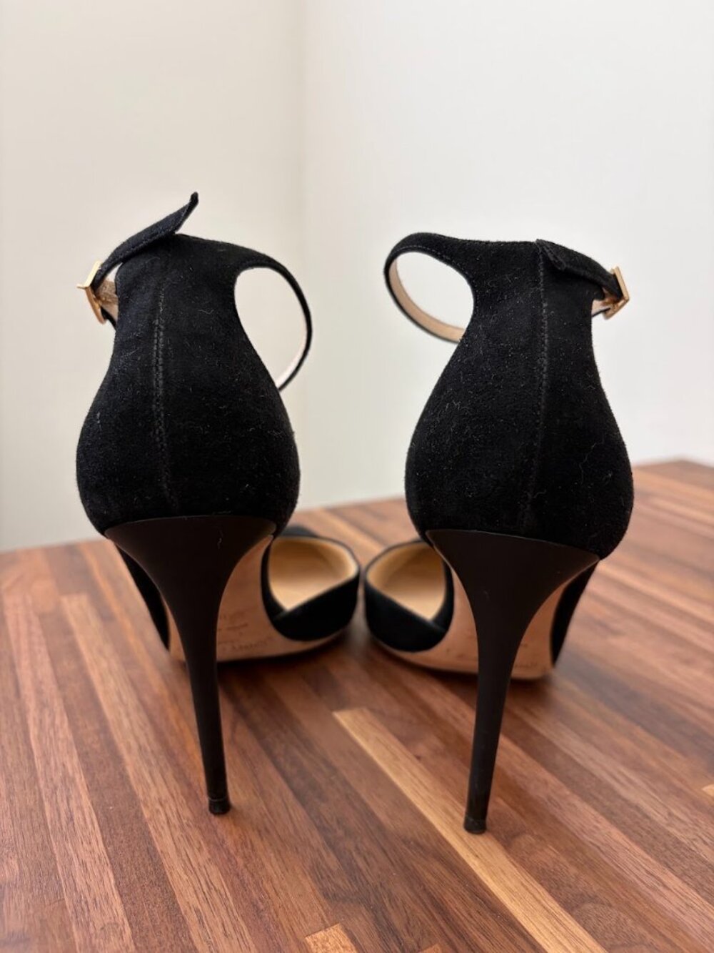 Jimmy Choo Black Suede Lucy 100 Ankle Strap d'Orsay Pumps -Size 36 1/2 - Picture 3 of 6